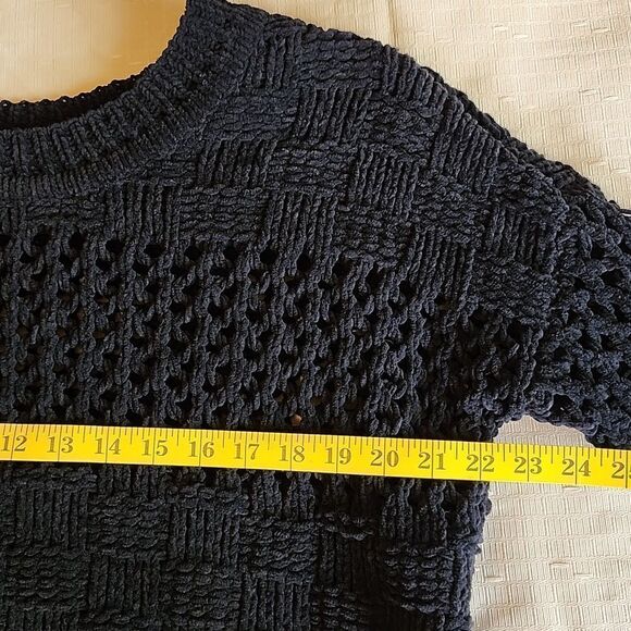 MOTH Anthropology Soft Black Cropped Chunky Knitted Pullover Sweater Top Small - Picture 7 of 12